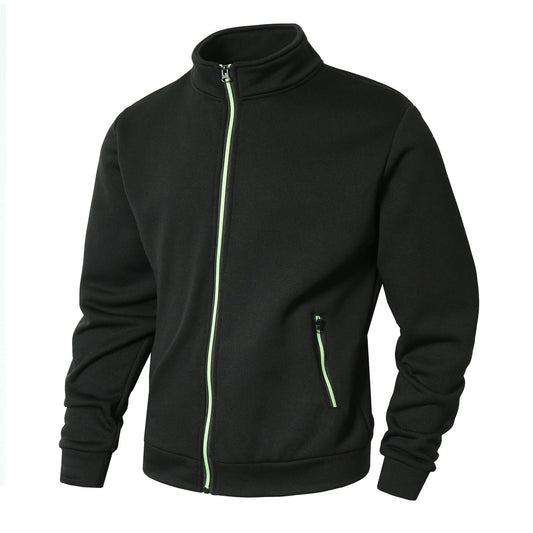 Men's zip-up jacket – Straight fit – Stand-up collar – Zipped pockets – Soft knit