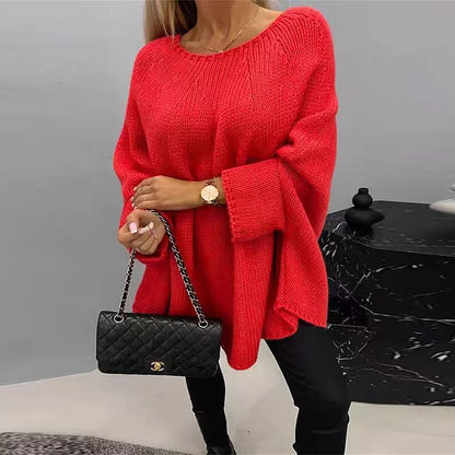 Pull cape femme – coupe oversize – maille épaisse – manches larges fluides