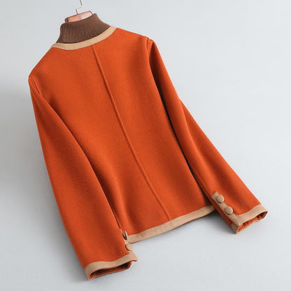 Women's Coat - Wool Blend - Fitted Cut - Round Neck - Button Detail