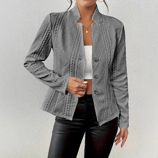 Blazer femme – Coupe ajustée – Col montant – Boutons