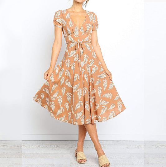 Women's midi dress – Short sleeves – Breathable fabric