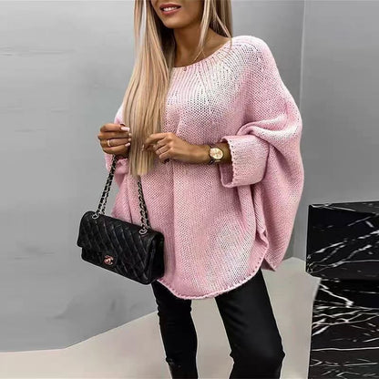 Pull cape femme – coupe oversize – maille épaisse – manches larges fluides
