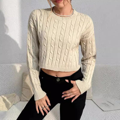 Pull femme – Coupe ajustée – Court – Manches longues