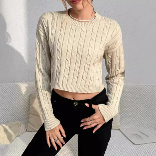 Pull femme – Coupe ajustée – Court – Manches longues