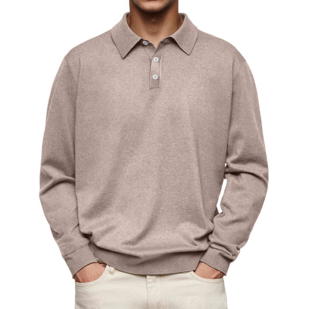 Polo men's long sleeves – Soft knit – Relaxed fit – Style casual