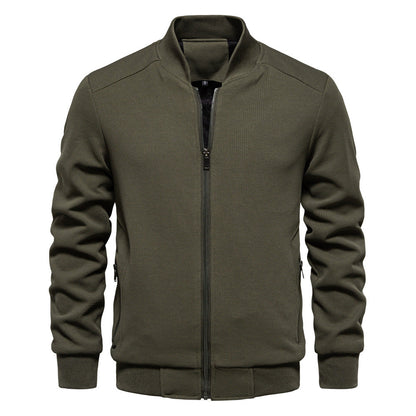 Blouson homme – Coupe slim – Tissu texturé – Fermeture zippée – Finitions côtelées