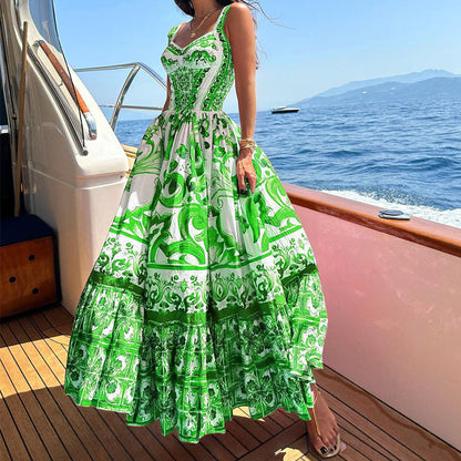 Dress long for women – Fabric Breathable – Cut Fluid – Skirt Ruffles – Print Elegant