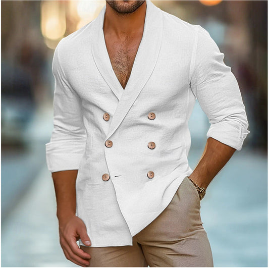 Men's cardigan jacket – Slim fit – Shawl collar – Elegant crossover style