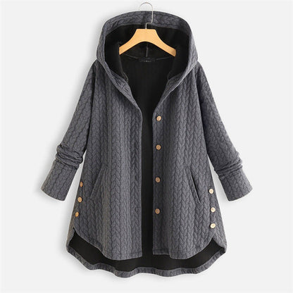 Women's Coat - Quilted fabric - Hood - Mid-thigh length - Relaxed fit