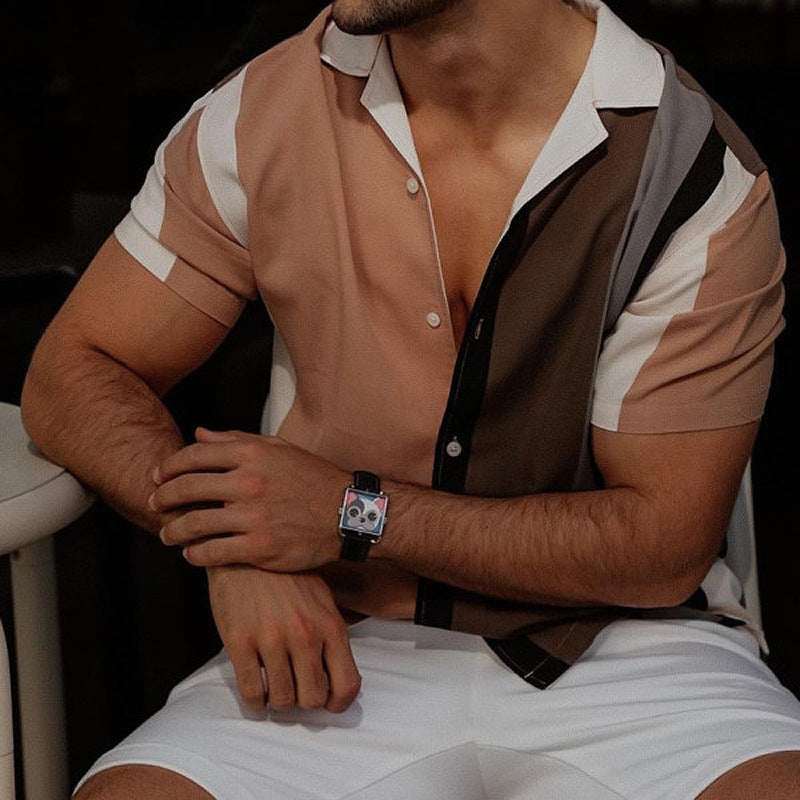 Men's short-sleeve shirt – Regular fit – Breathable fabric – Classic collar