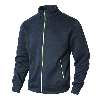 Men's zip-up jacket – Straight fit – Stand-up collar – Zipped pockets – Soft knit