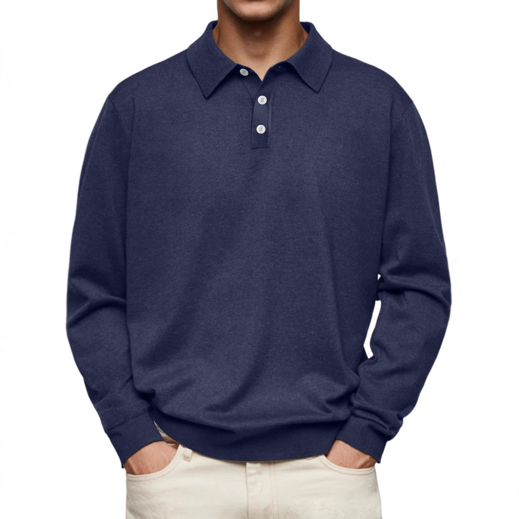 Polo men's long sleeves – Soft knit – Relaxed fit – Style casual