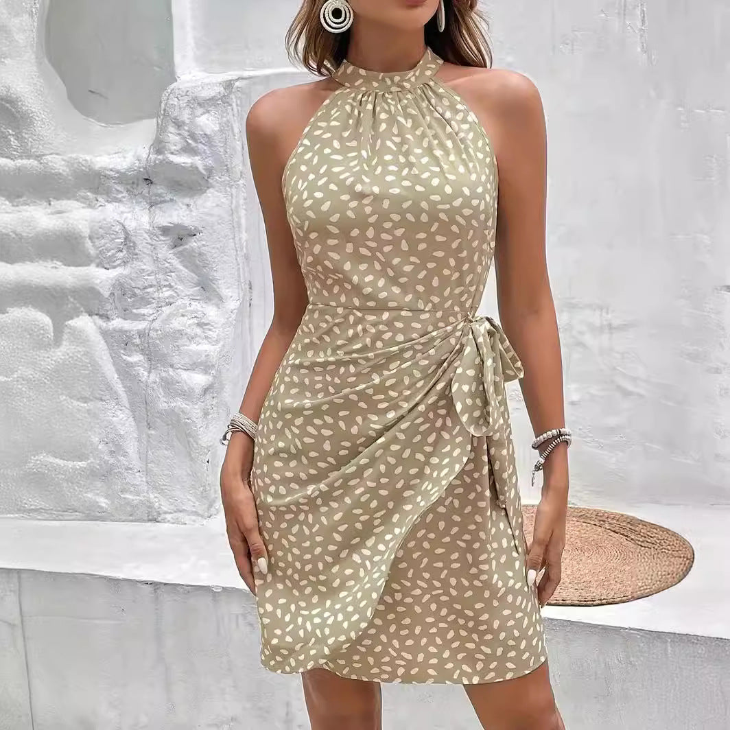 Women's wrap dress – Mini bodycon – Halter neck sleeveless
