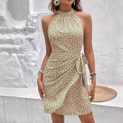 Women's wrap dress – Mini bodycon – Halter neck sleeveless