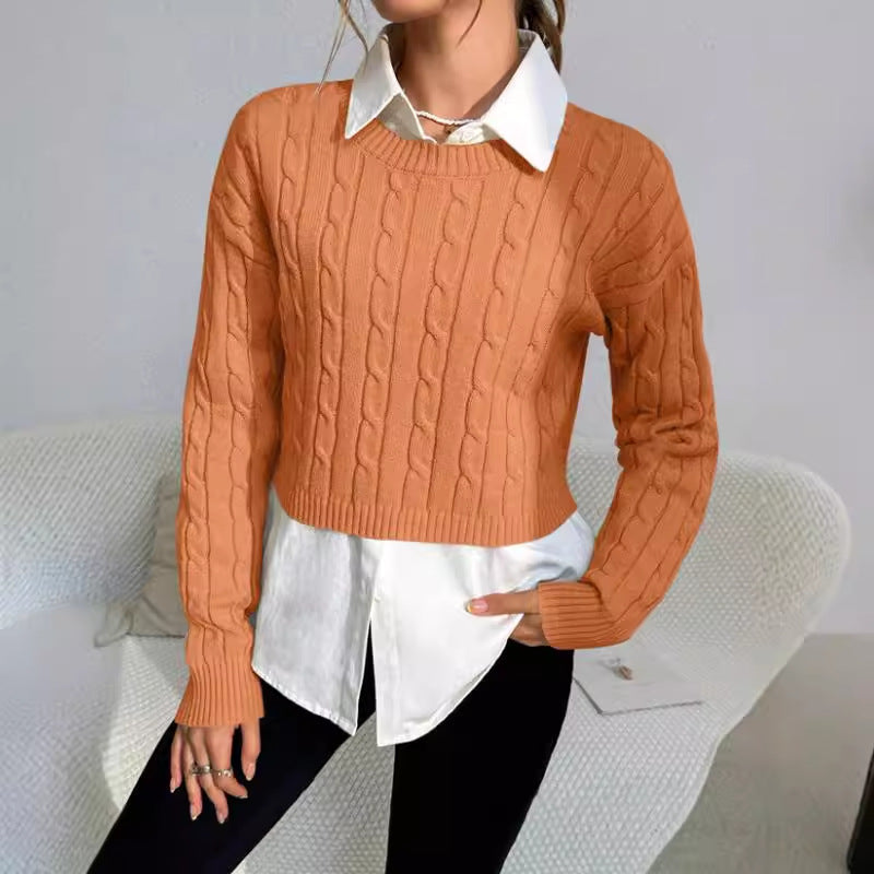 Pull femme – Coupe ajustée – Court – Manches longues