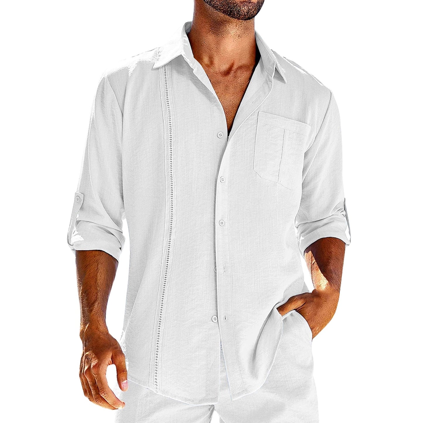 Men's casual shirt – Natural fibers – Loose fit – Long sleeves