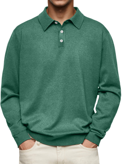 Polo men's long sleeves – Soft knit – Relaxed fit – Style casual