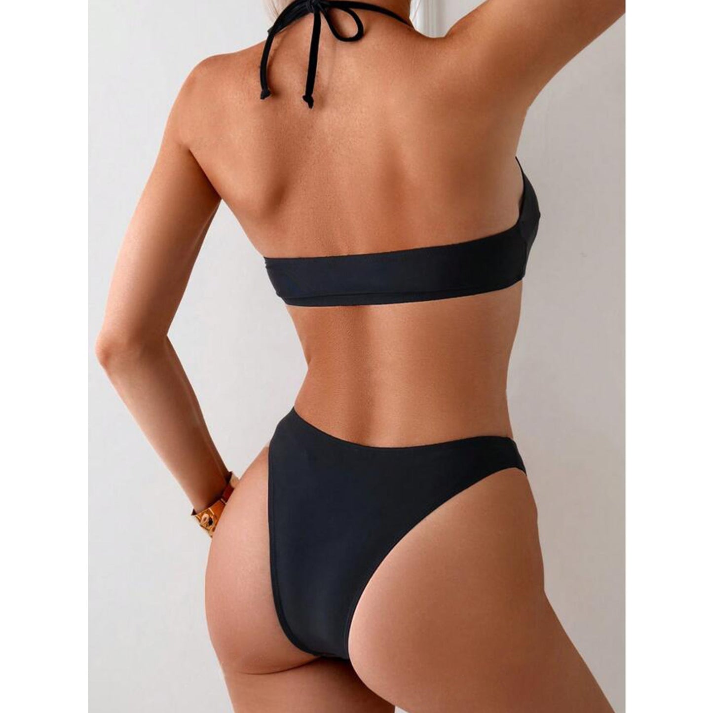 Women's bikini – Adjustable halter top – High waist – Buckle details