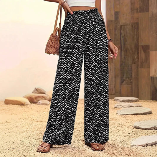 Women's pants – Relaxed fit – Flared leg – Elastic waist – Breathable fabric