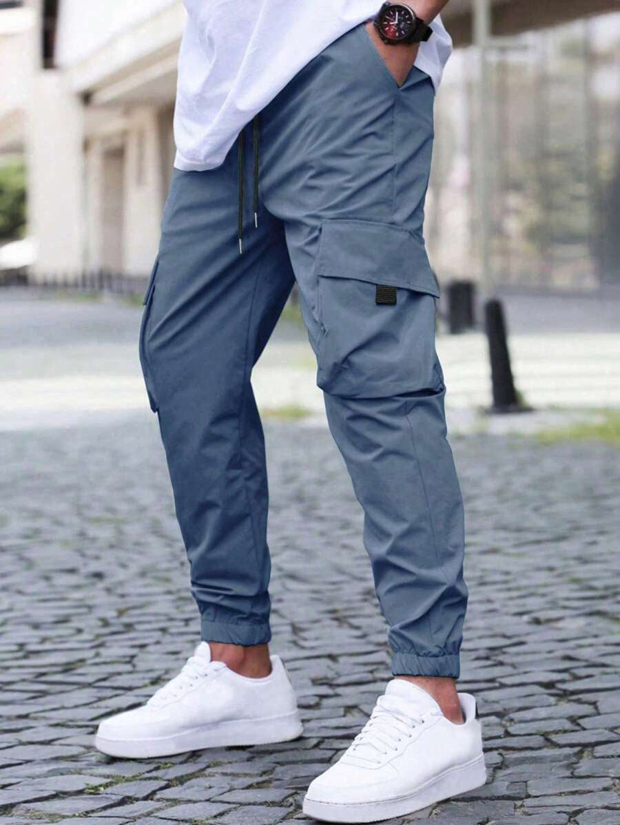 Men's cargo pants – Relaxed fit – Drawstring waist – Elasticated hems