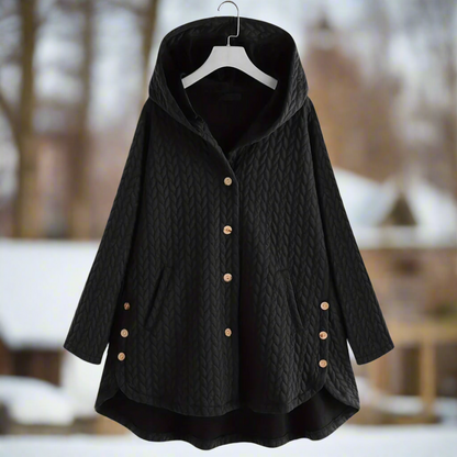 Women's Jacket - Quilted Fabric - Oversize Cut - Hood - Mid-Thigh Length