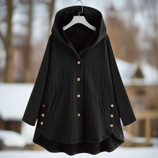 Women's Jacket - Quilted Fabric - Oversize Cut - Hood - Mid-Thigh Length