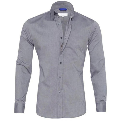 Men's zip-up shirt – Slim fit – Breathable fabric – Wrinkle-resistant – Casual chic style