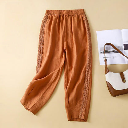 Cropped Linen Pants for Women – Easy Pull-On Comfort