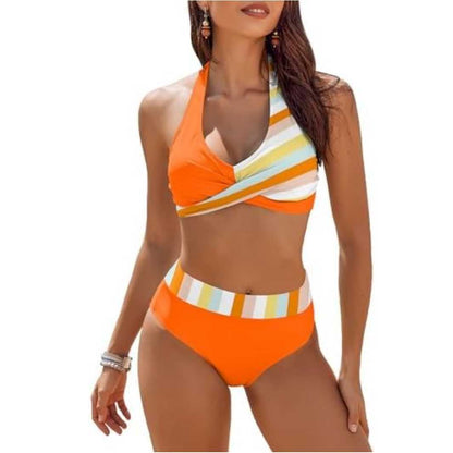 Women's bikini – Push-up top to tie at the neck – High waist – Breathable stretch fabric