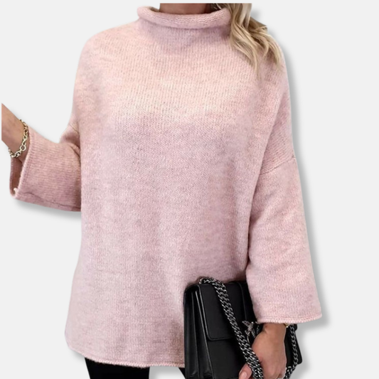 Jessica Wool Relaxed Turtleneck Sweater | Drop Shoulder Sweater