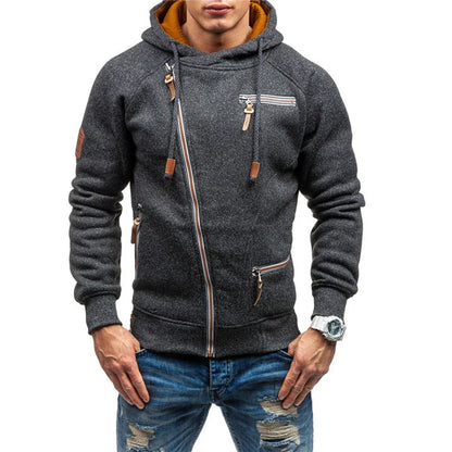 Men's Hoodie - Fleece - Regular Fit - Raglan Sleeves - Zipped Pockets