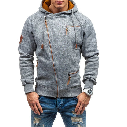 Men's Hoodie - Fleece - Regular Fit - Raglan Sleeves - Zipped Pockets