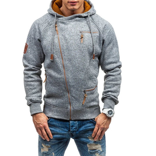 Men's Hoodie - Fleece - Regular Fit - Raglan Sleeves - Zipped Pockets