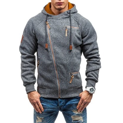 Men's Hoodie - Fleece - Regular Fit - Raglan Sleeves - Zipped Pockets