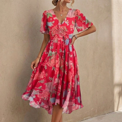 Floral Wrap Midi Dress for Women – Flattering & Elegant