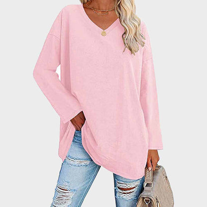 Caterina Oversized Tunic Top | V-Neck High-Low Hem Tunic Top