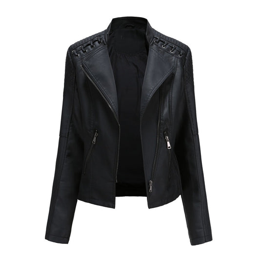 Maria Leather Fitted Biker Jacket | Quilted Sleeves Biker Jacket