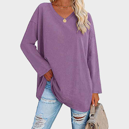 Caterina Oversized Tunic Top | V-Neck High-Low Hem Tunic Top