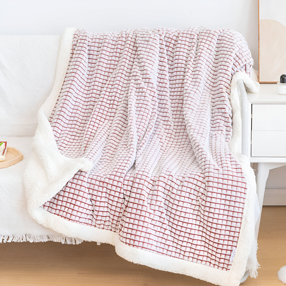 Sherpa Waffle Throw Blanket With Cozy Sherpa Lining