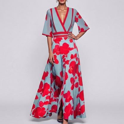 A-Line Wrap Maxi Dress for Women – Elegant Evening Style