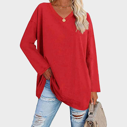 Caterina Oversized Tunic Top | V-Neck High-Low Hem Tunic Top