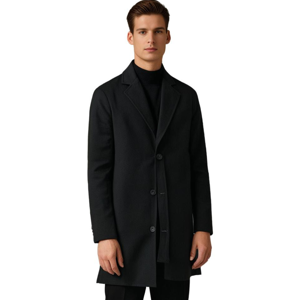 Finley Wool Tailored Overcoat | Mid-Calf, Notched Lapels Overcoat