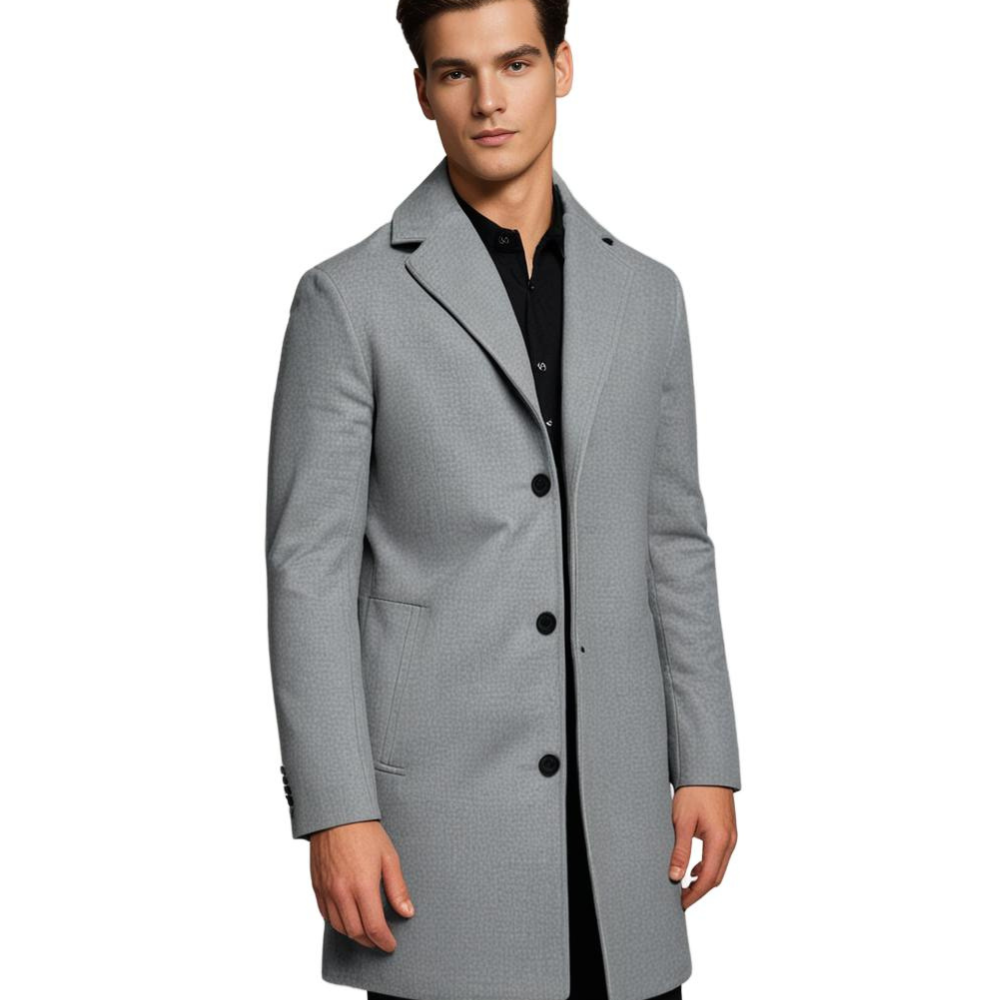 Finley Wool Tailored Overcoat | Mid-Calf, Notched Lapels Overcoat