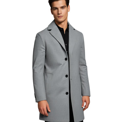 Finley Wool Tailored Overcoat | Mid-Calf, Notched Lapels Overcoat