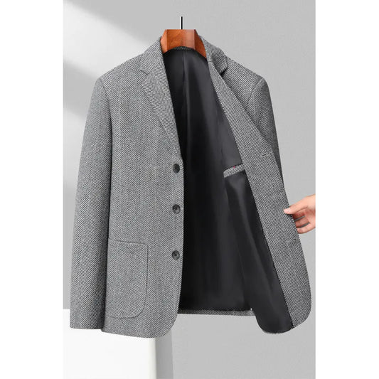 Veste homme – Coupe ajustée – Tissu texturé – Revers cranté – Fermeture 3 boutons