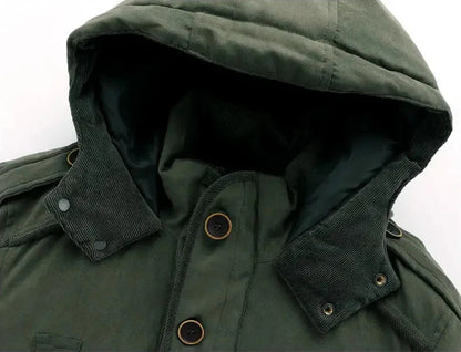 Joshua Hooded Jacket | Fleece Lined, Corduroy Trim Jacket