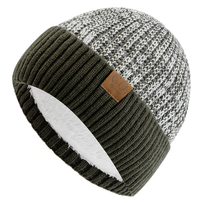 Henry Two-Tone Beanie Hat | Fleece Lined Ribbed Knit Beanie Hat