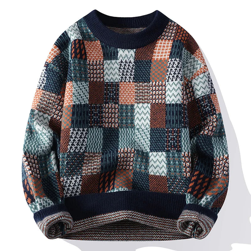 Alexander Relaxed Fit Sweater | Patchwork Crewneck Sweater