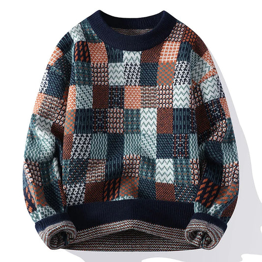 Alexander Relaxed Fit Sweater | Patchwork Crewneck Sweater