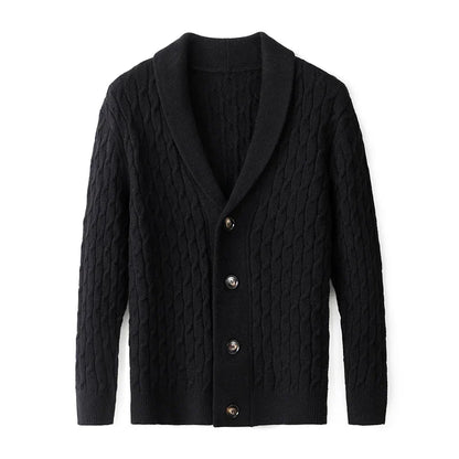 Lucas Shawl Collar Cardigan | Cable Knit Button Front Cardigan